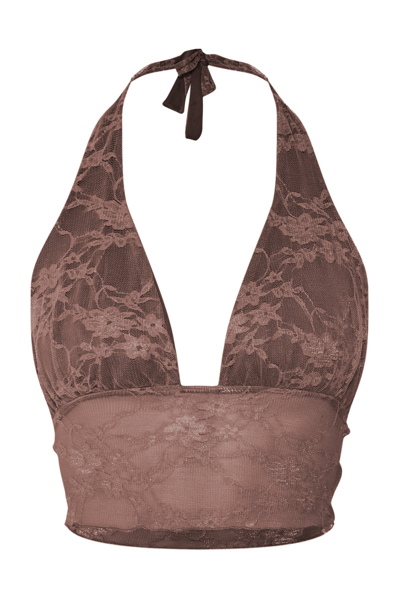 Коричневий бюстгальтер з мереживною підкладкою
