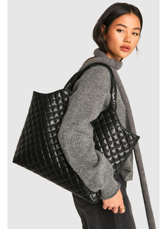 Стьобана шкіряна сумка-шоппер