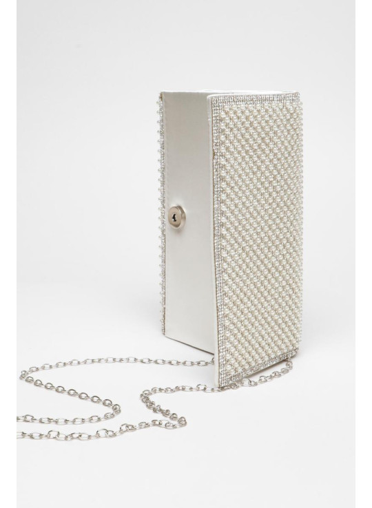 Біла весільна перлина, прикрашена сумка зчеплення