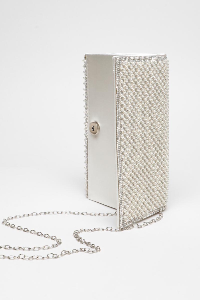 Біла весільна перлина, прикрашена сумка зчеплення