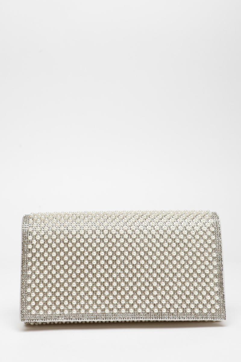 Біла весільна перлина, прикрашена сумка зчеплення