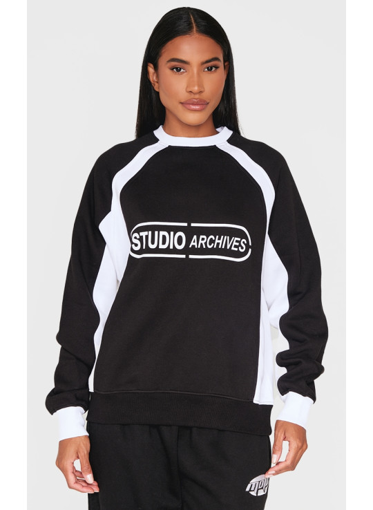 Чорний контрастний світшот Studio Archives