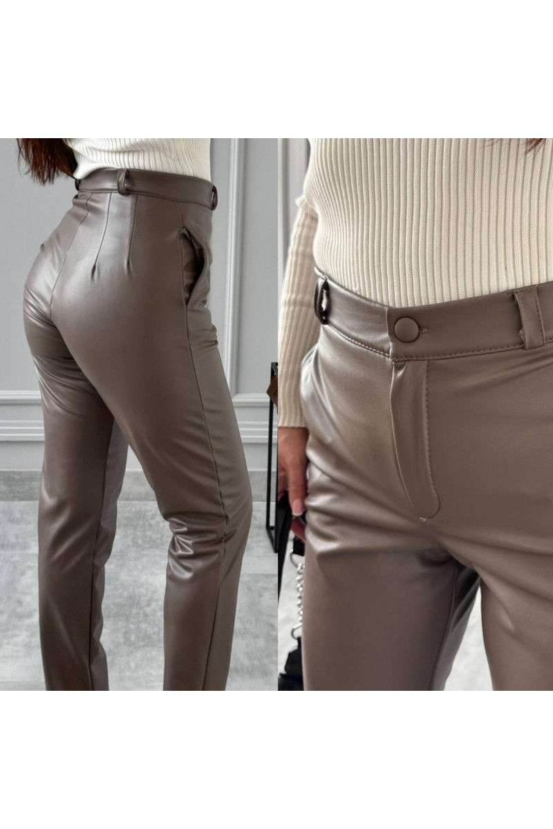 Штани екошкіра на велюрі 