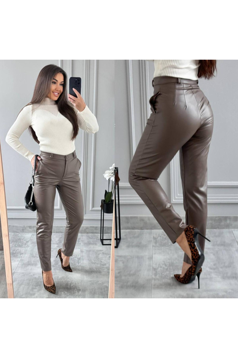 Штани екошкіра на велюрі 