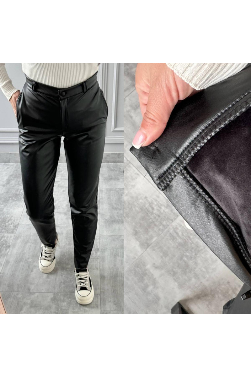 Штани екошкіра на велюрі 