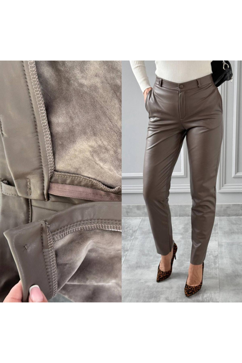 Штани екошкіра на велюрі 