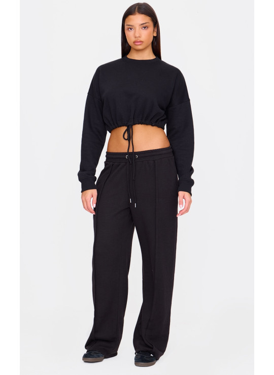 Чорні широкі джоггери зі шнурками