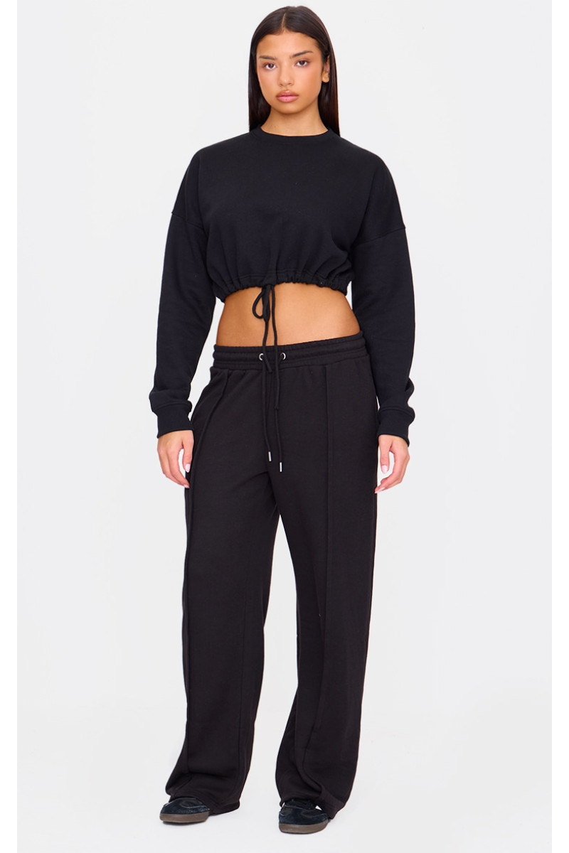 Чорні широкі джоггери зі шнурками