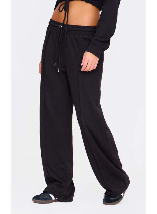 Чорні широкі джоггери зі шнурками