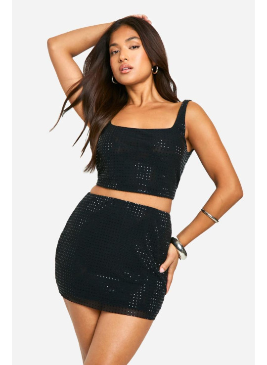 Petite Hotfix Diamante укорочений і міні-спідниця Co-or