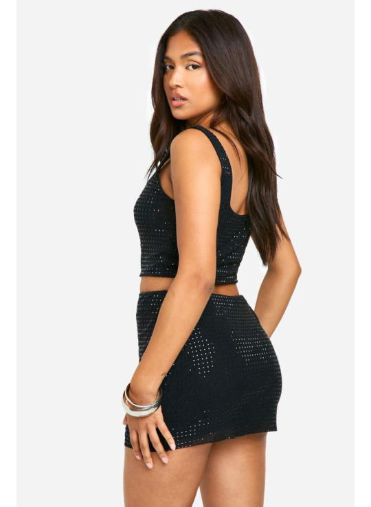 Petite Hotfix Diamante укорочений і міні-спідниця Co-or