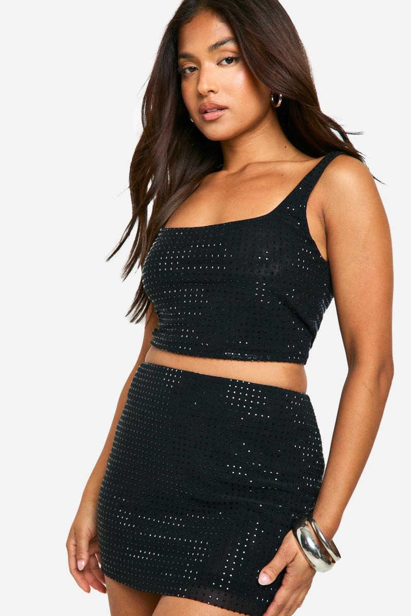 Petite Hotfix Diamante укорочений і міні-спідниця Co-or