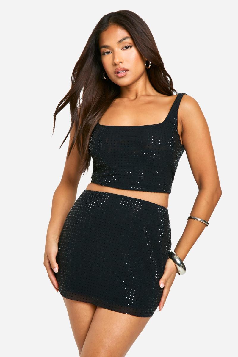 Petite Hotfix Diamante укорочений і міні-спідниця Co-or