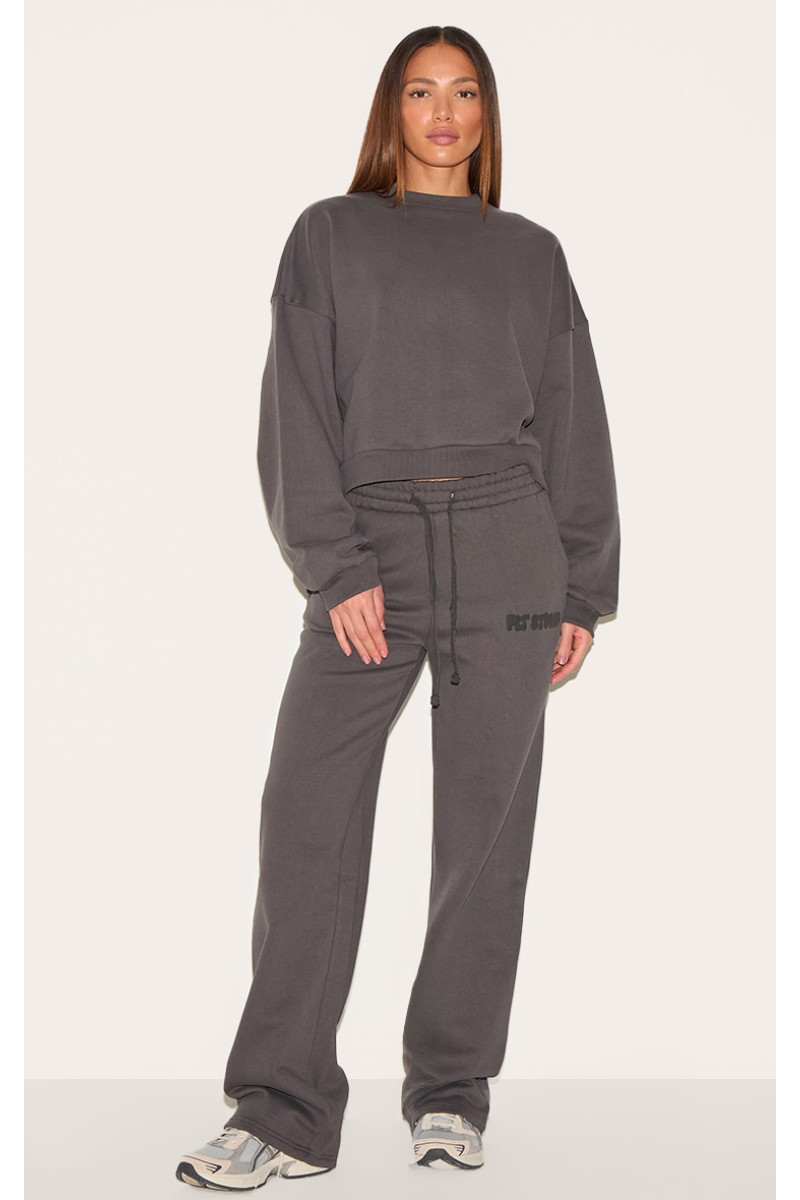 PrettyLittlething Tall Marcoal Premium Studio Print Price Neg Joggers