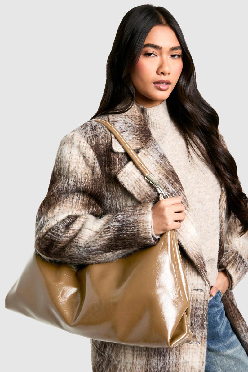 Блискуча шкіряна сумна сумка для плечей