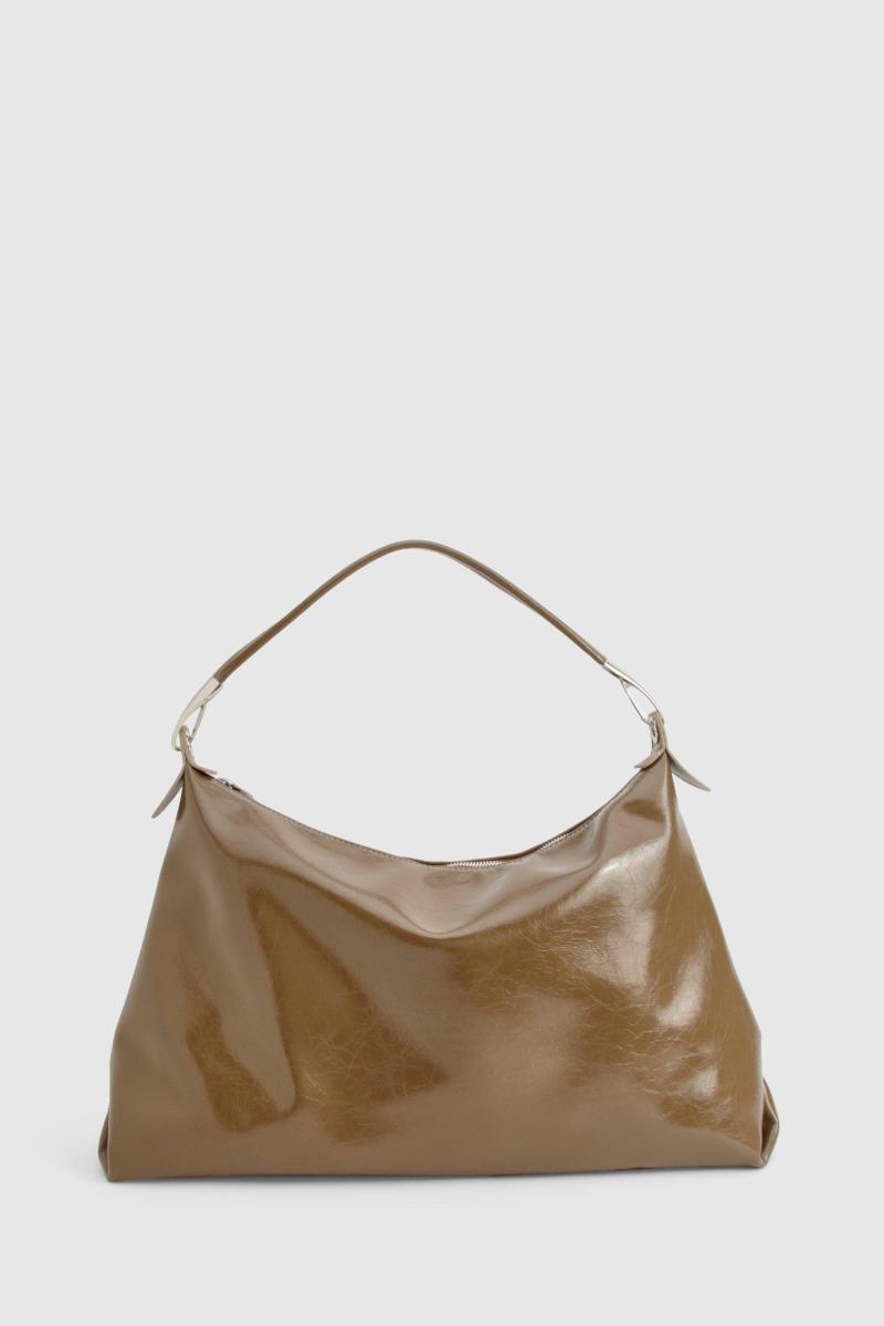 Блискуча шкіряна сумна сумка для плечей