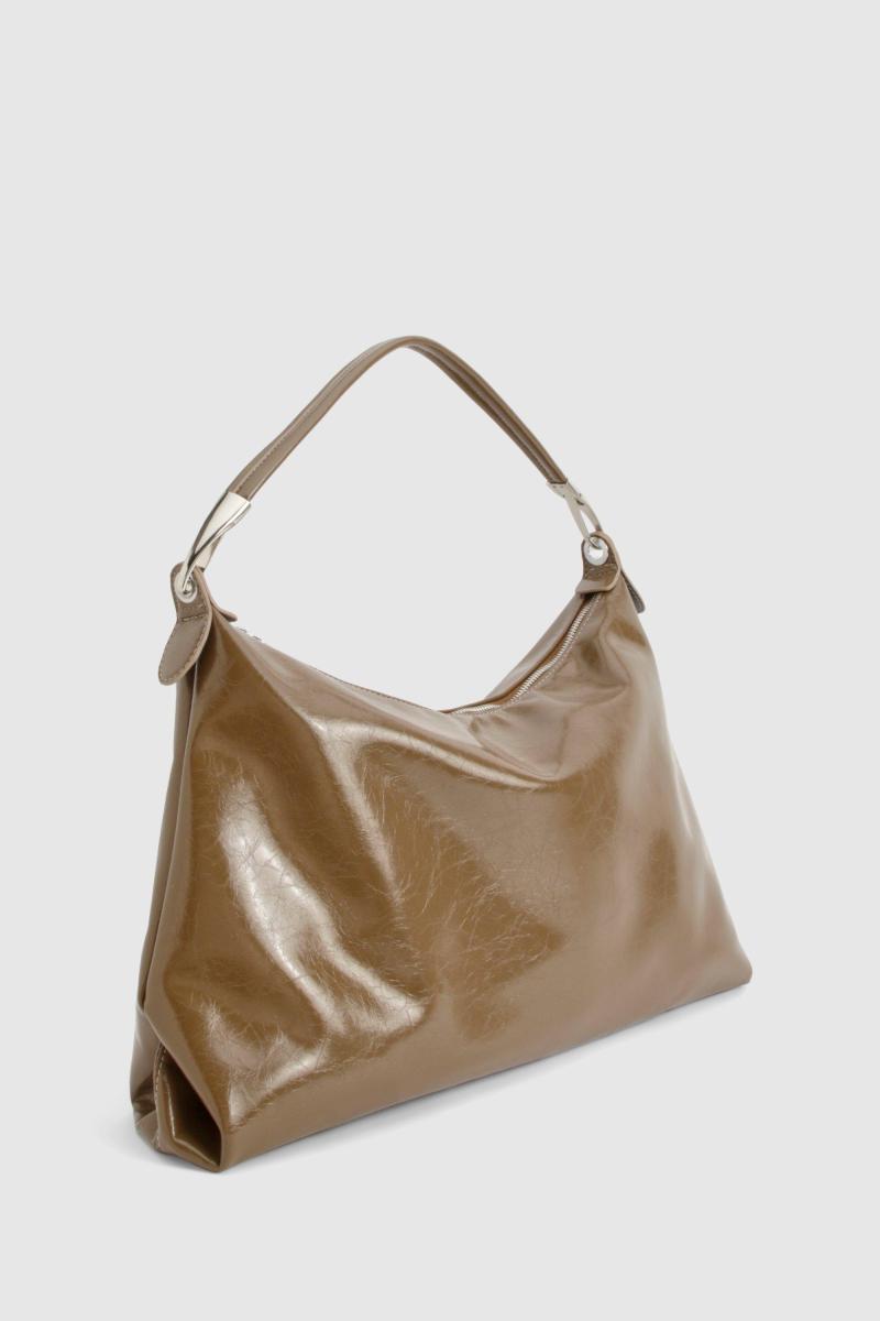 Блискуча шкіряна сумна сумка для плечей