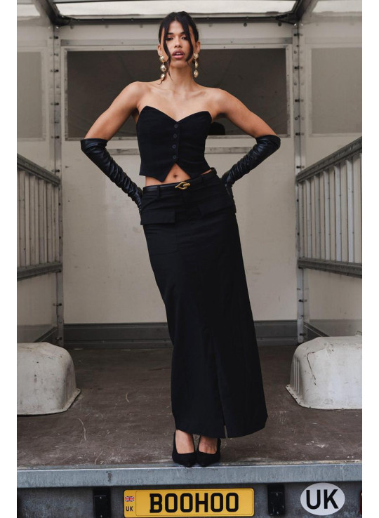 Плетена максі-спідниця з кишенями