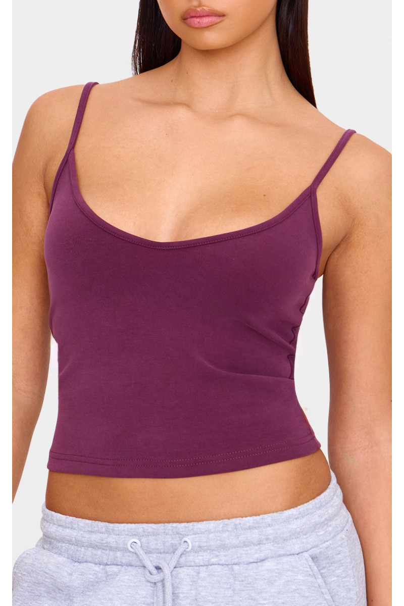 Комбі з V-подібним вирізом на бретелях бордового кольору Premium Soft Touch