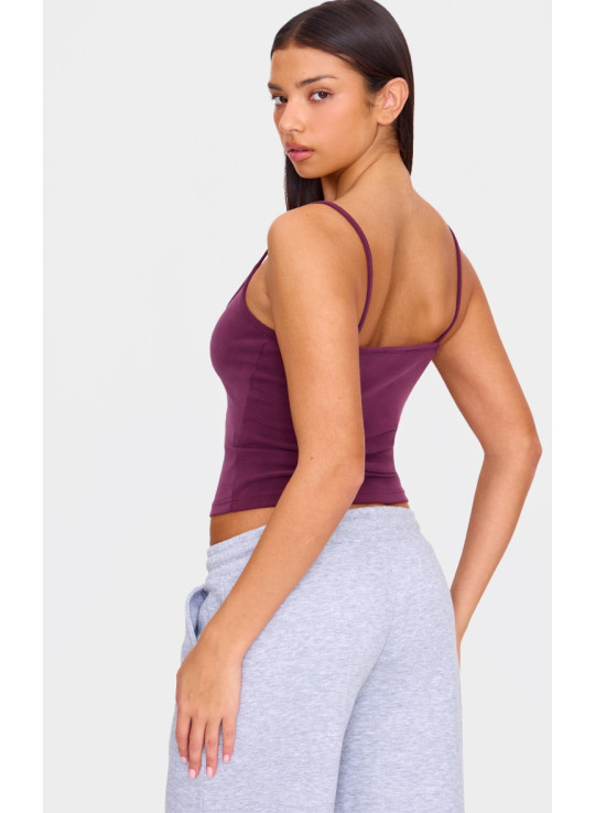 Комбі з V-подібним вирізом на бретелях бордового кольору Premium Soft Touch