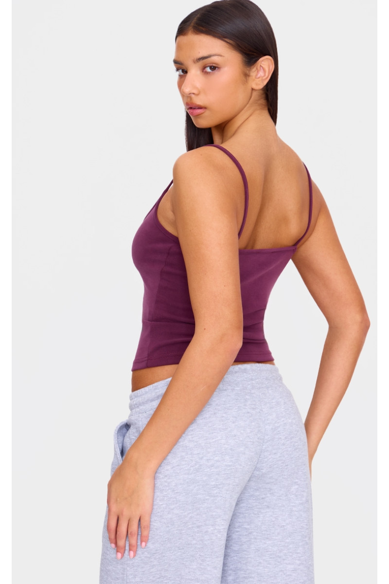 Комбі з V-подібним вирізом на бретелях бордового кольору Premium Soft Touch