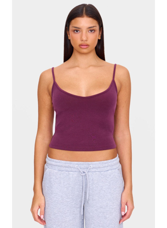 Комбі з V-подібним вирізом на бретелях бордового кольору Premium Soft Touch