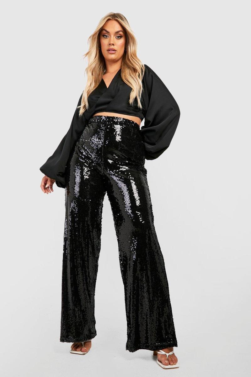 Плюс широкі брюки з блискітками