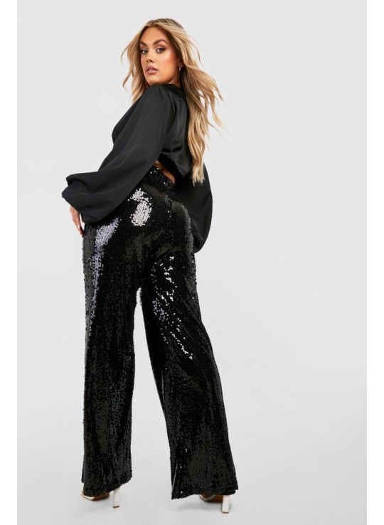 Плюс широкі брюки з блискітками