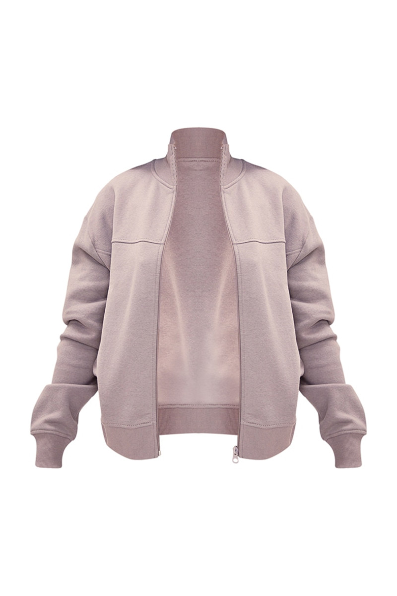 Маленький вугільно-сірий трековий топ із деталями на блискавці