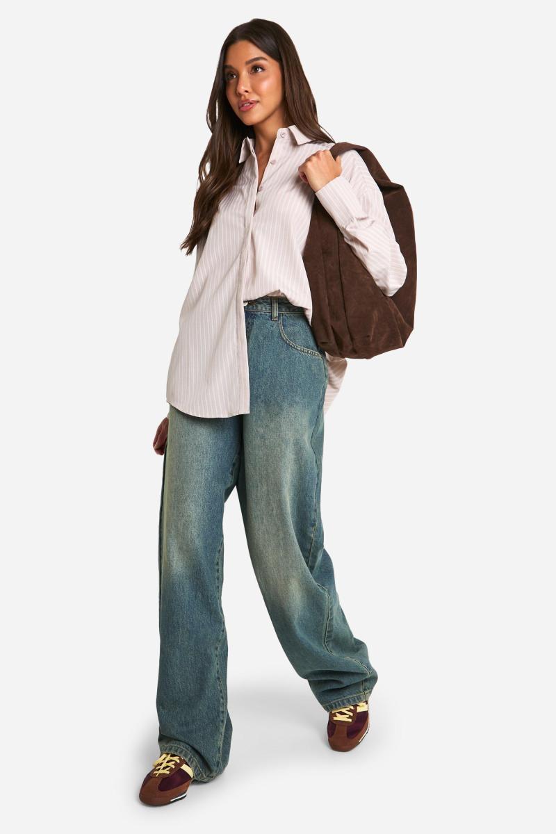 Негабаритний тонкий смугастий сорочка