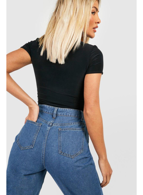 Чорне двошарове боді з короткими рукавами