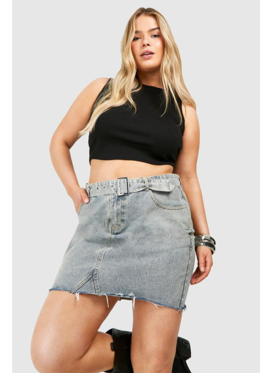 Плюс кислотна джинсова спідниця