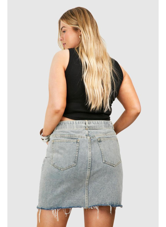 Плюс кислотна джинсова спідниця