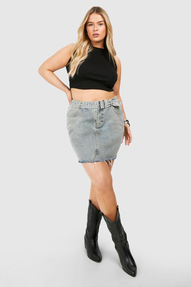 Плюс кислотна джинсова спідниця