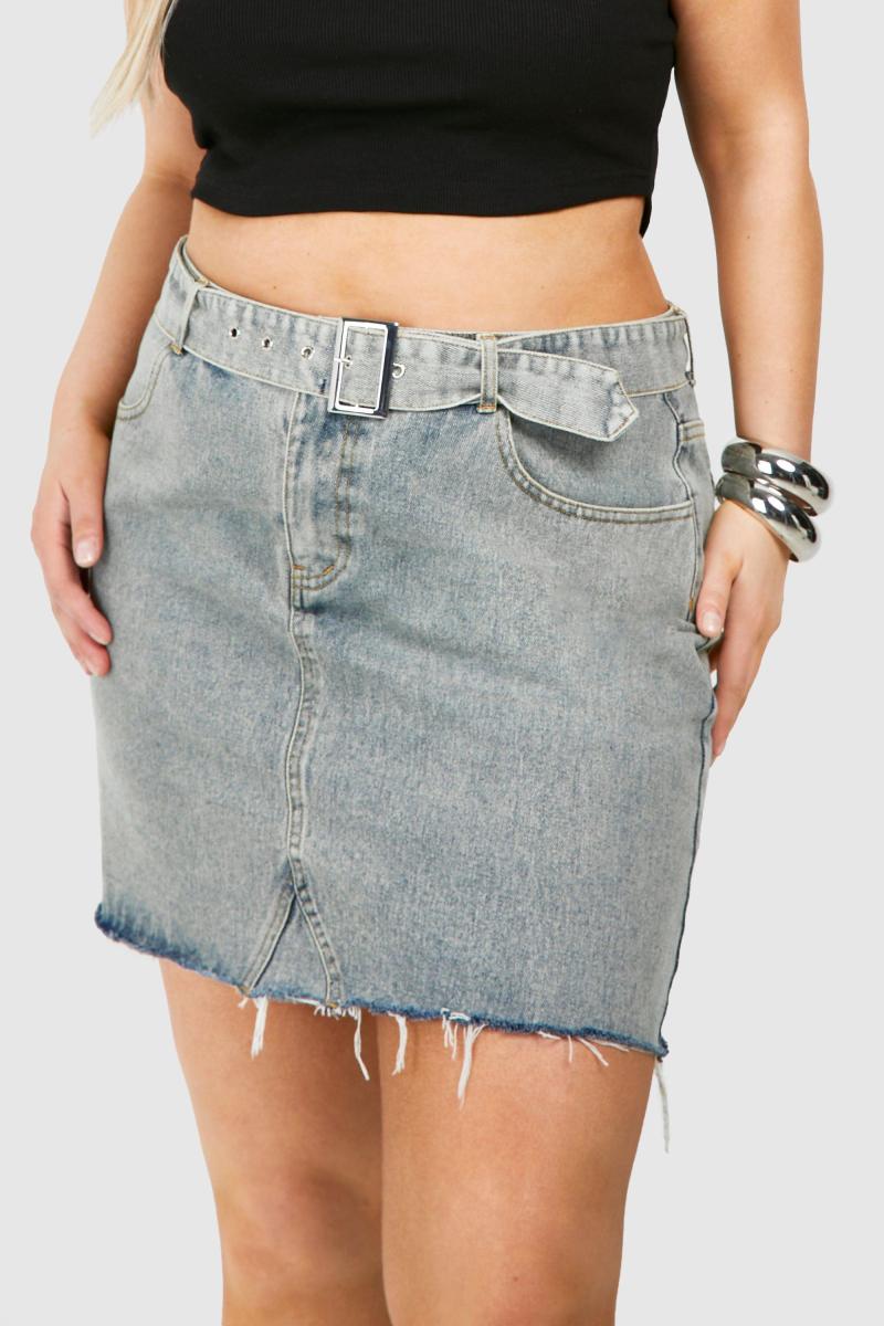 Плюс кислотна джинсова спідниця