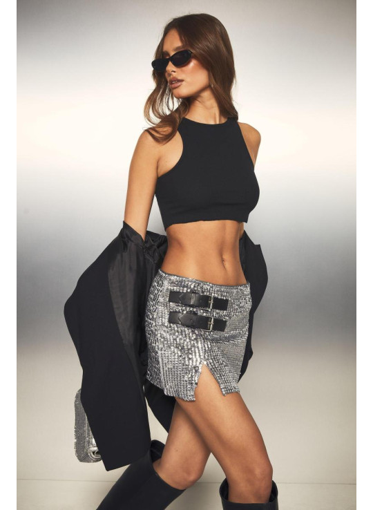 Міні-спідниця з паєтками з мініатюрною пряжкою