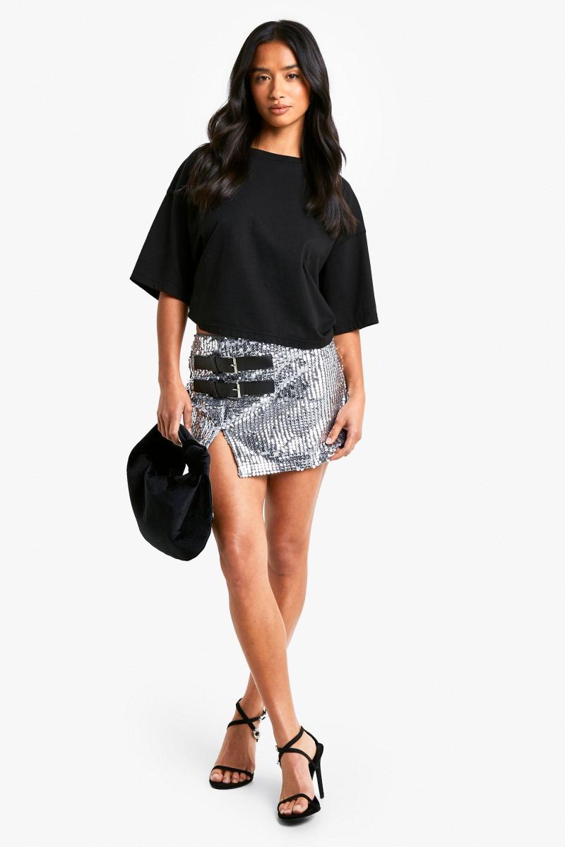 Міні-спідниця з паєтками з мініатюрною пряжкою