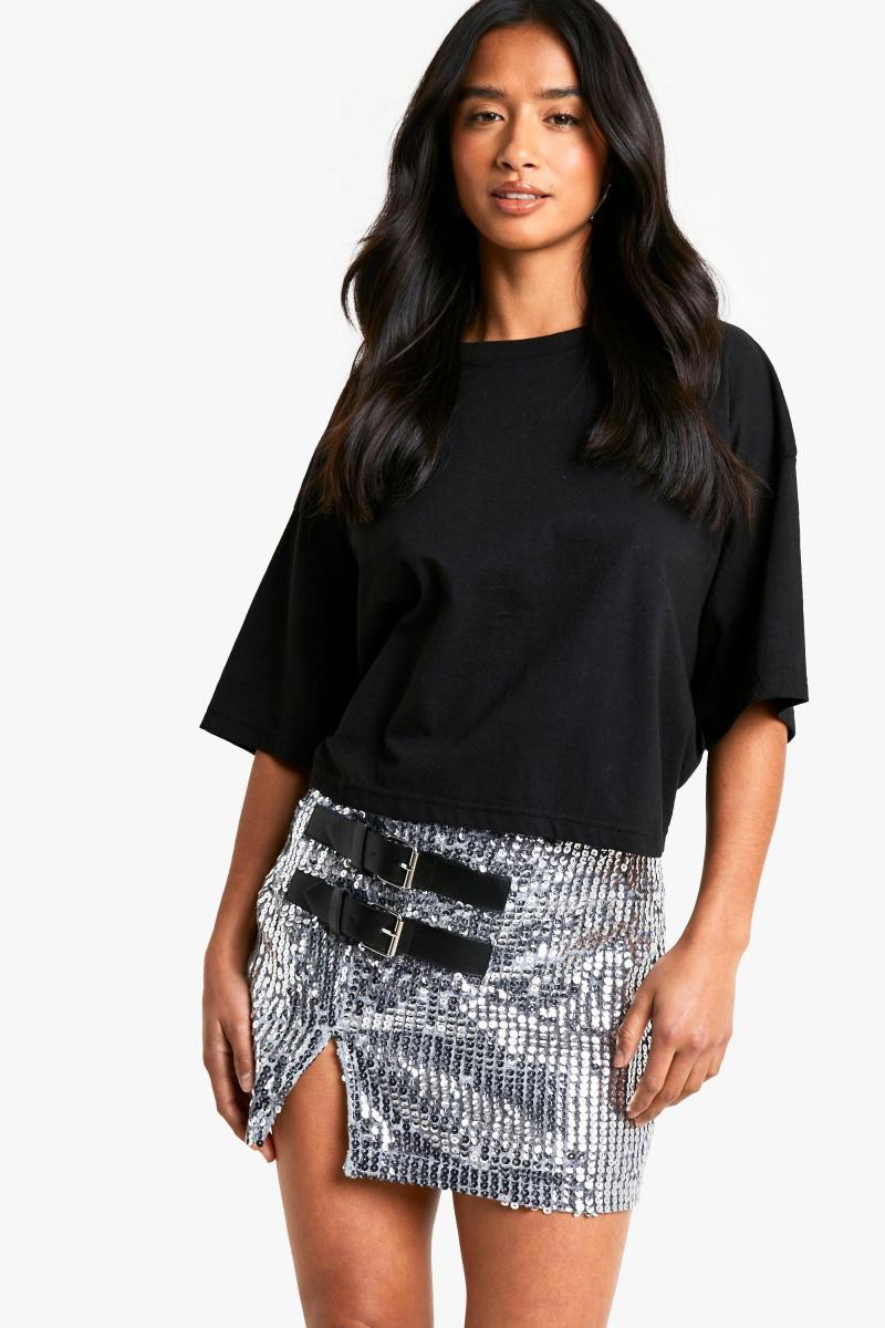 Міні-спідниця з паєтками з мініатюрною пряжкою