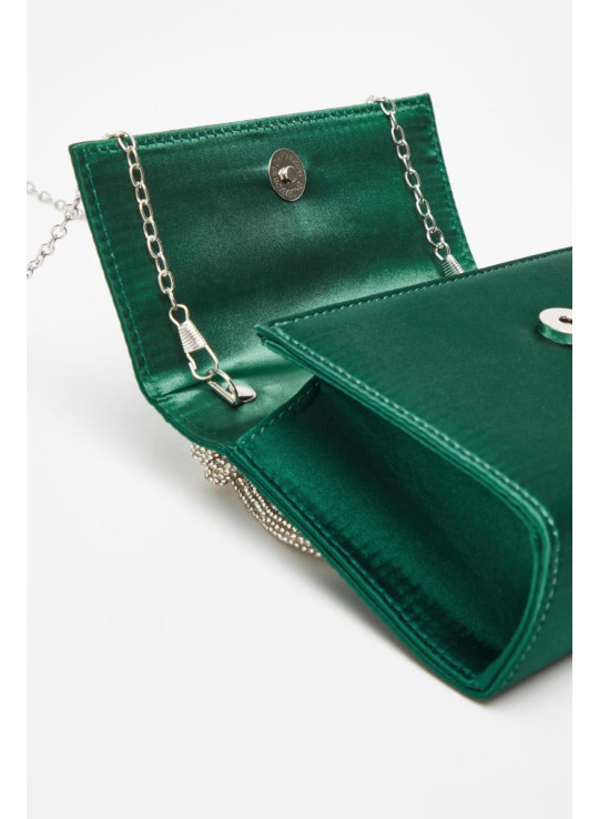 Зелений сатиновий верхній мішок ручки