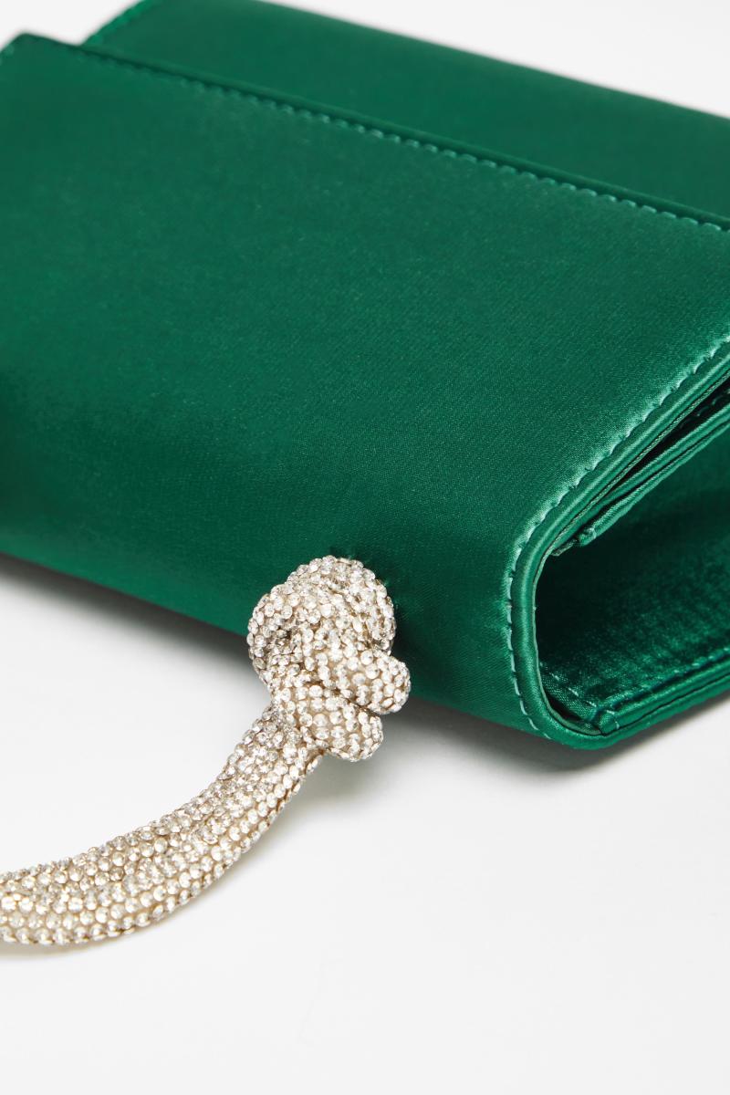 Зелений сатиновий верхній мішок ручки