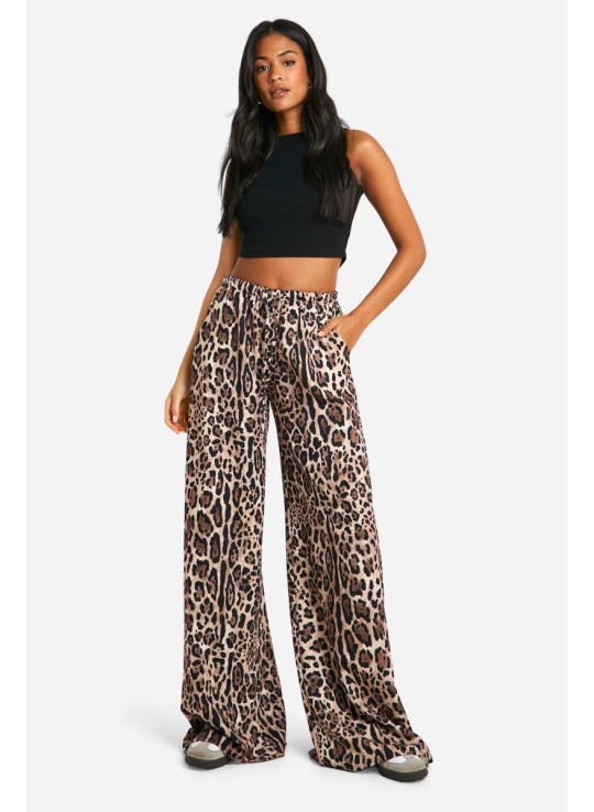 Високі широкі штани з тваринним принтом