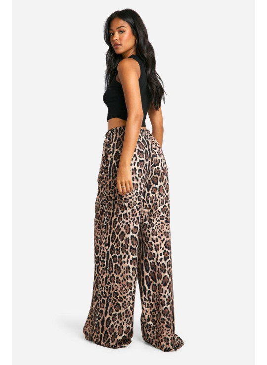 Високі широкі штани з тваринним принтом