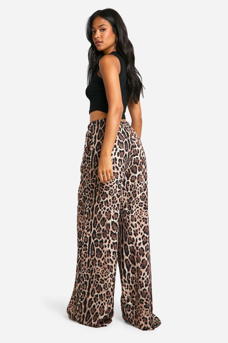 Високі широкі штани з тваринним принтом