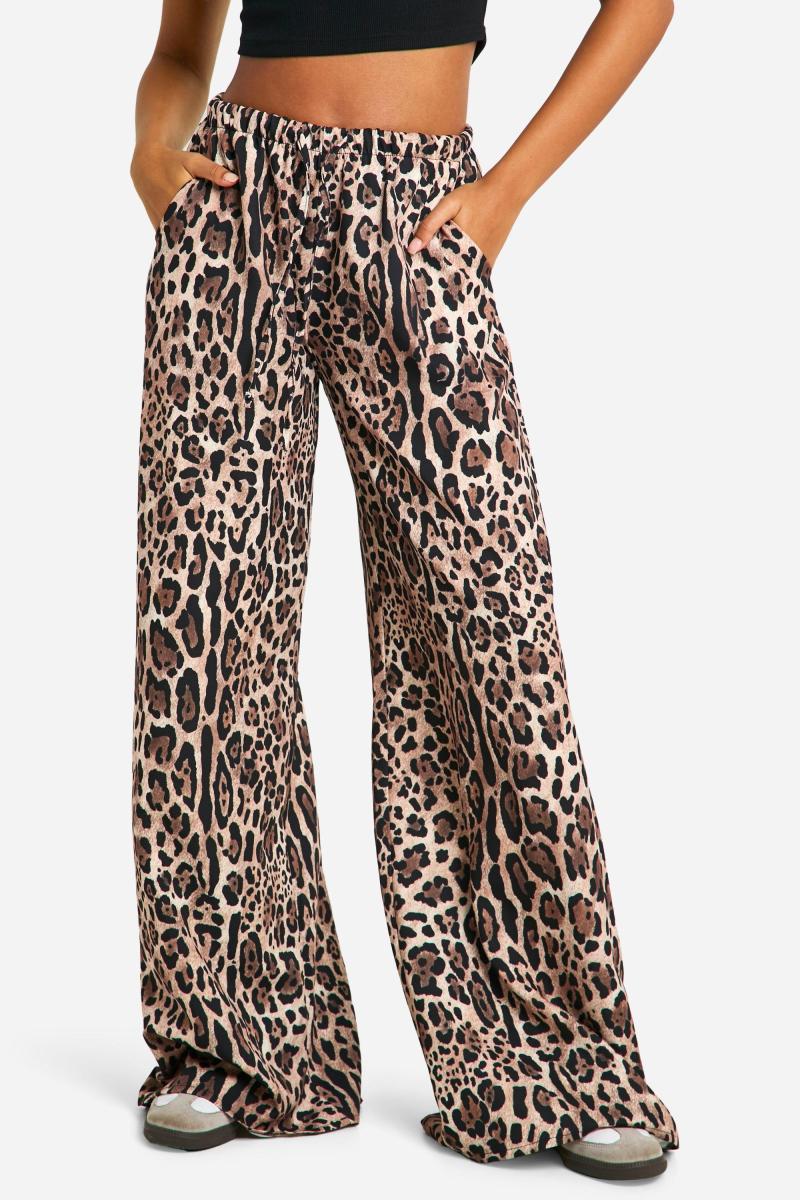 Високі широкі штани з тваринним принтом