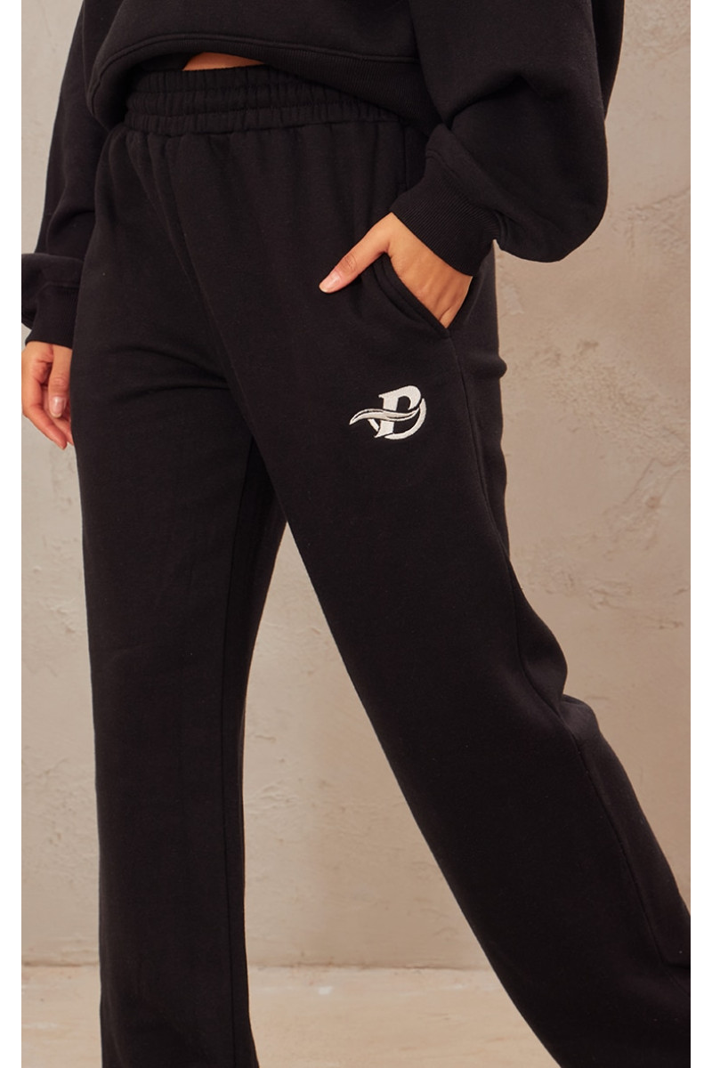 PrettyLittLething Black Logo Вишита широка бігова нога