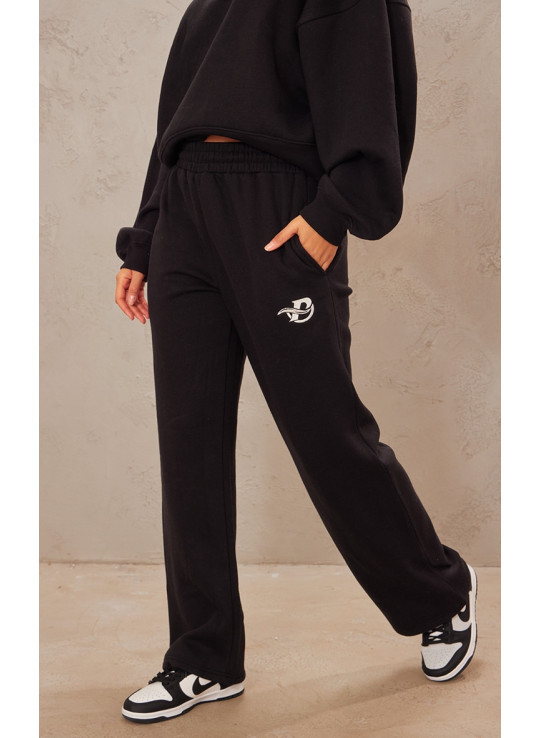 PrettyLittLething Black Logo Вишита широка бігова нога