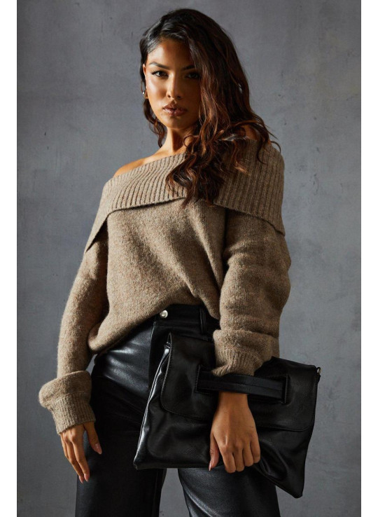 Негабаритна шкіряна сумка зчеплення з ручкою