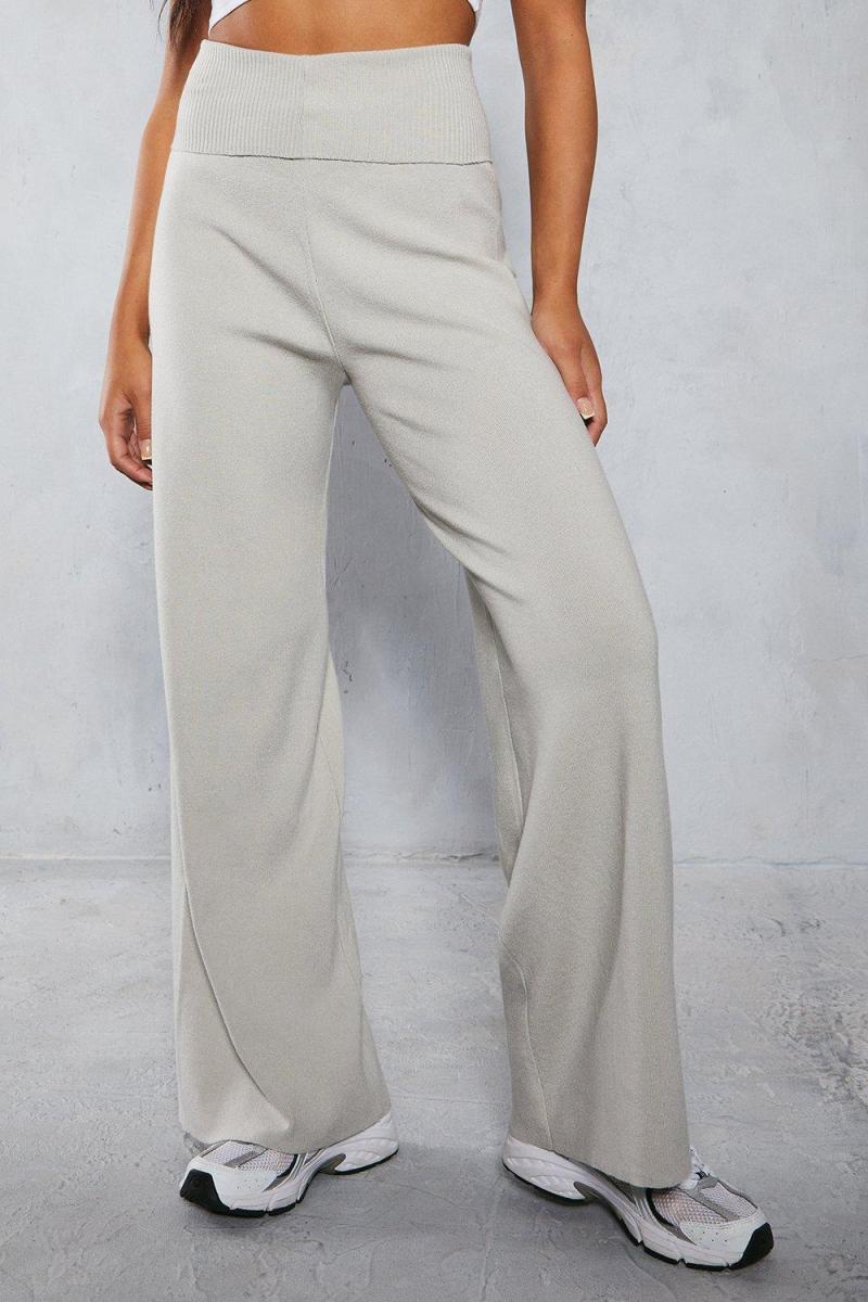 Преміум -м’які в'язані штани з складеною талією