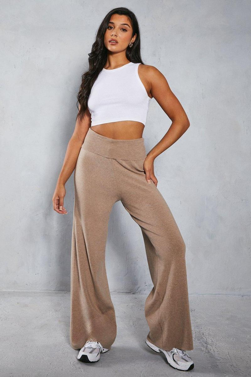 Преміум -м’які в'язані штани з складеною талією