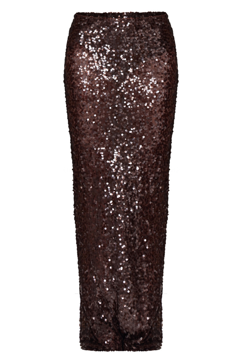 Темно-коричнева сітчаста спідниця з блискітками